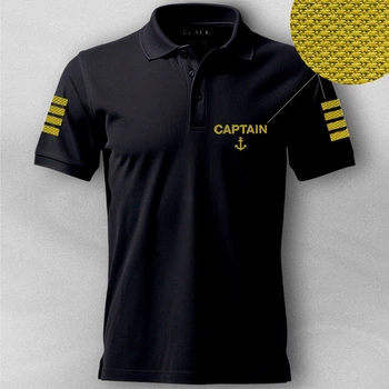 Футболка-поло з вишивкою Captain PG07378-stitch goodreclama L Чорний