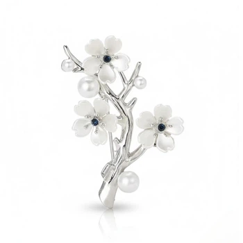 Брошь BROCHE бижутерия Цветы Сакуры серебристая BRBF115333