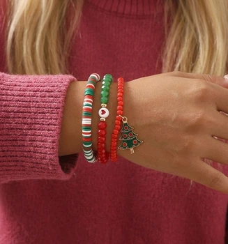 Набір новорічних браслетів з підвіскою ялинка "Festive Christmas" Honey Fashion Accessories різнокольоровий (120277)