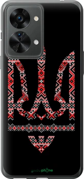 Чохол на OnePlus Nord 2T Герб - вишиванка на чорному тлі "1196u-2640-70447"