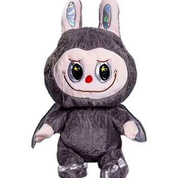 Плед-игрушка подушка 3 в 1 100x180см коралловый флис серый Labubu Дракон для детей
