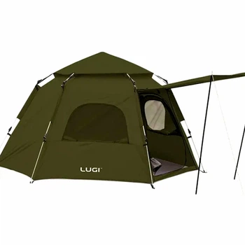 Автоматичний намет 3 місний 240×210×130см з тентом кемпінговий Camping Lugi колір Хакі