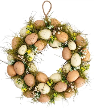 Wieniec wielkanocny Homla Natural Joy z beżowymi jajkami 32 cm (5906496765285)