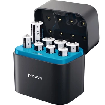 Зарядное Устройство с Аккумуляторными Батарейками Proove Compact Station 8pcs (4xAAA + 4xAA) black (RBCS00000001)