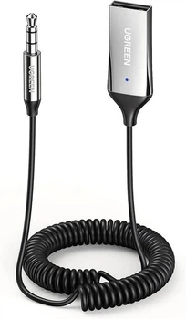 Bluetooth-адаптер Ugreen USB 2.0 Aux 3.5 мм CM309 Bluetooth 5.3 автомобильный приемник AUX Gray (35053)