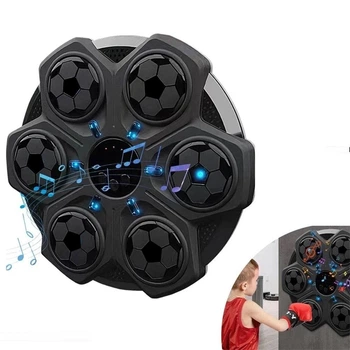 Боксерський настенный тренажер музыкальный с подсветкой и bluetooth Боксерская мишень Черная