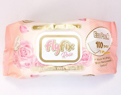 Влажные салфетки с клапаном FlyFix Rose Premium 100 шт
