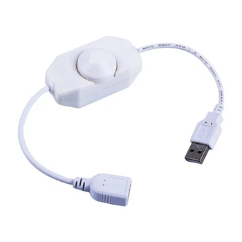 Диммер USB 5В, 30 см, регулятор яркости LED-лент, светодиодных ламп, USB-ламп, поворотный, плавная регулировка, белый