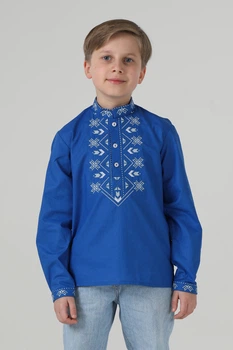 Дитча вишиванка для хлопчика Квіти життя Folk Moda 122 Синій (kvti-zhittq-sinj-311211171)