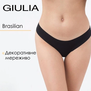 Женские трусы-бразилиана декорированы кружевом Giulia (L5128B-M) L Black-Черный, комфортные трусики из микрофибры, повседневное белье