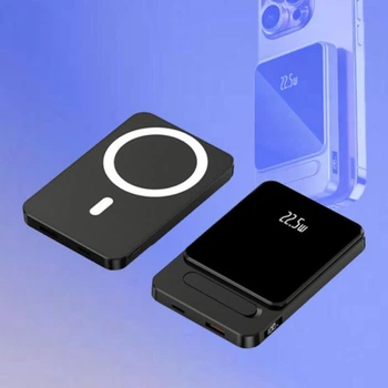 Повербанк магнитный MagSafe Fast Charging power bank с функцией беспроводной и быстрой зарядки для телефона 10000 mAh 22,5W, Черный