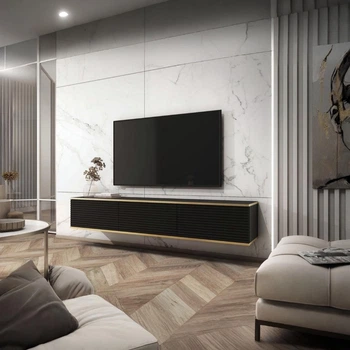 Тумба под телевизор навесная Perfect Home Оро/Oro 3-дверная RTV175 MDF Черный (PFH-091367)
