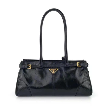 Сумка шкіряна з логотипом PRADA Bony Bag Medium Чорний