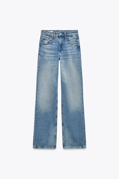 ZARA жіночі широкі джинси блакитного кольру MID-RISE WIDE-LEG TRF / Розмір 32