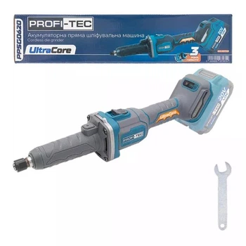 Акумуляторна пряма шліфувальна машина PROFI-TEC PPSG0620 (20 В, безщітковий двигун, цанга 6 мм) без АКБ та ЗП, коробка