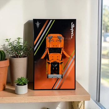 Арт Держатель Рамка на Стену 50x30 см. для Вашего Конструктора LEGO Technic Fast and Furious Toyota Supra MK4 (42204) Тойота Супра Форсаж Подставка - Type-E