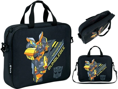 Школьная текстильная сумка Kite Transformers на молнии A4 1 отделение Черная (TF26-589)