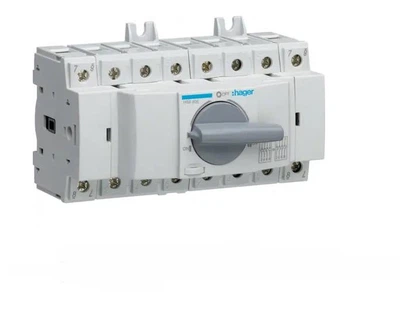 Перемикач Hager HIM408 трьохпозиційний I-0-II 400/690В 80А 4п