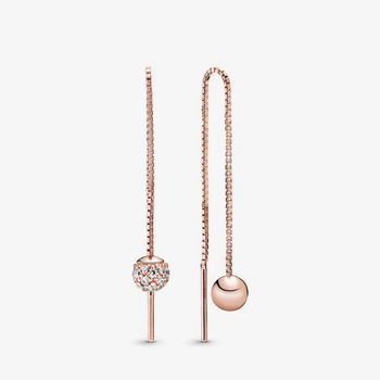 Посріблені Сережки Pandora звисаючі сфери Rose 288325CZ