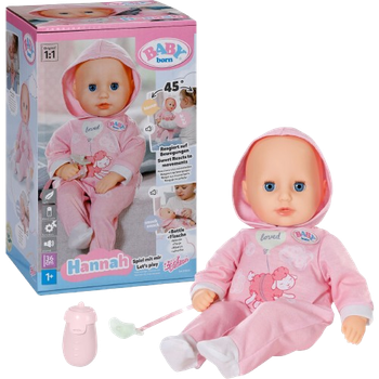 Лялька Baby Born Zapf Creation Ханна 36 см з пляшечкою та соскою 838655 (4001167838655)