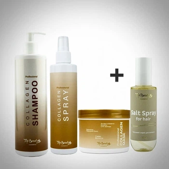 Набір для догляду за волоссям з колагеном Top Beauty Professional Collagen зволоження та відновлення у подарунок сольовий спрей