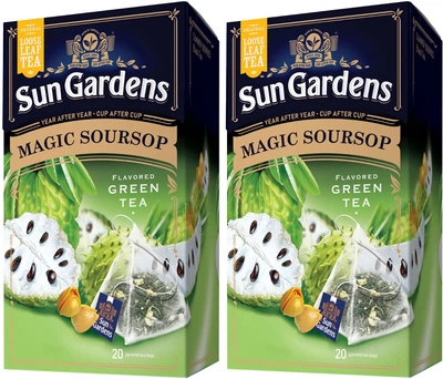 Упаковка чая зеленого Sun Gardens SourSop 20 пирамидок по 1.6 г х 2 шт (4820082703448)