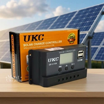 Контроллер заряда для солнечной панели 10A 12V/24V, ШИМ регулятор для свинцово-кислотных аккумуляторов OPEN AGM GEL с LCD дисплеем, 2×USB 5V и автоматическим определением напряжения, DP-510A