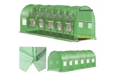 Усиленная садовая теплица, парник 18м2 3X6X2 м Ekspand TFO25-3X6X2-2-Z с двумя входами, труба 25 мм армированная пленка, зеленая