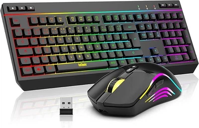 Игровой беспроводной набор RedThunder K20 Black (Клавиатура AZERTY и мышь RGB)