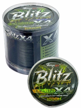 Шнур Boya BY Blitz X4 two-color черно-зеленый 0.16мм 11,2кг 1000м