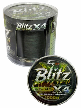 Шнур Boya BY Blitz X4 two-color черно-зеленый 0.18мм 14,6кг 1000м