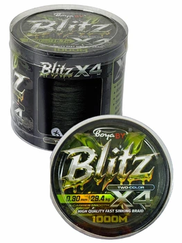 Шнур Boya BY Blitz X4 two-color чорно-зелений 0.3мм 29,4кг 1000м
