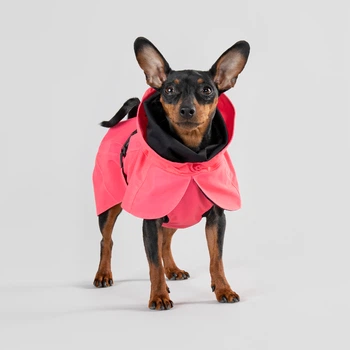 Светоотражающий дождевик для собак с антибактериальной подкладкой PAIKKA Visibility Raincoat Lite Hot Pink 35