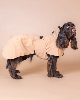 Светоотражающий дождевик для собак с антибактериальной подкладкой PAIKKA Visibility Raincoat Lite Taupe 30