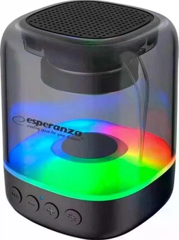 Беспроводная портативная колонка Esperanza RGB Illuminated FM Viola Black EP154 — яркая RGB‑подсветка, Bluetooth 5.0, FM‑приемник, USB‑C, слот microSD, AUX, мощность 3 Вт, автономная акустика для путешествий и вечеринок