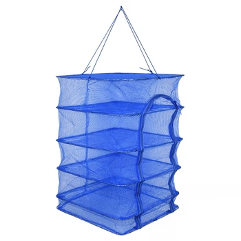 Сетка для сушки фруктов овощей грибов рыбы Stenson 4 яруса 40x40x65см Blue (MH-5890-40)