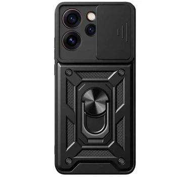 Чехол Primo Shockproof для Oppo Reno 14F 5G - противоударный, с подставкой и шторкой для камеры - Black