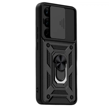 Чехол Primo Shockproof для Realme C85 Pro - противоударный, с подставкой и шторкой для камеры - Black