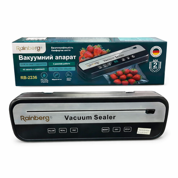Вакууматор для продуктів Rainberg RB-2336 120 Вт вакуумний пакувальник із запаюванням пакетів кухонний вакууматор для дому
