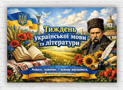 Бумажный плакат "Неделя украинского языка и литературы. Тарас Шевченко" 110х75 см