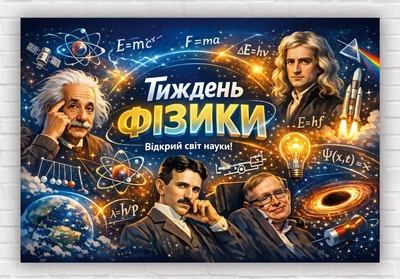 Паперовий плакат "Тиждень фізики" 110х75 см