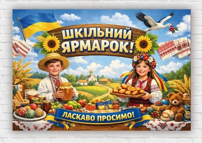 Бумажный плакат "Школьная ярмарка" 110х75 см