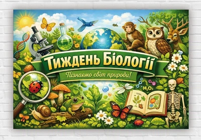 Бумажный плакат "Неделя биологии" 110х75 см