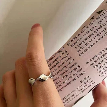 Женское минималистичное волнистое кольцо, серебристого цвета, регулируемое MY34009