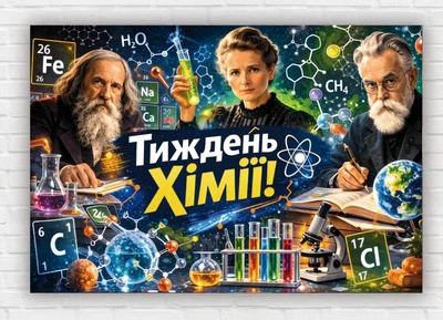 Бумажный плакат "Неделя химии" 110х75 см