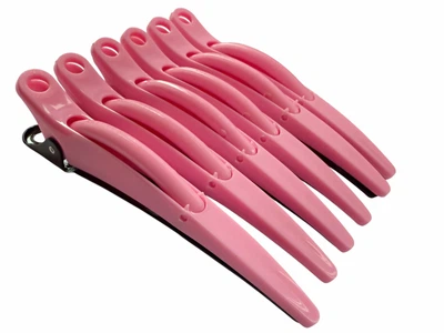 Перукарський затискач для волосся Zauber-manicure (рожевий), пластиково-металевий 6шт 06-094A-6