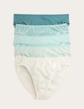 Набор хлопковые трусики Marks&Spencer модель High legs 20(48) 5 шт green mix 0221