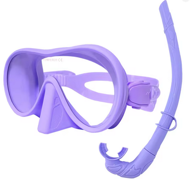 Маска и трубка с цветным силиконом Dive Hunter "Acura Purple" для плавания подводной охоты дайвинга снорклинга