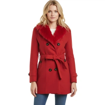 Жіноче двостороннє червоне елегантне хутряне пальто Rvhswds 3XL B141 RED (3XL)