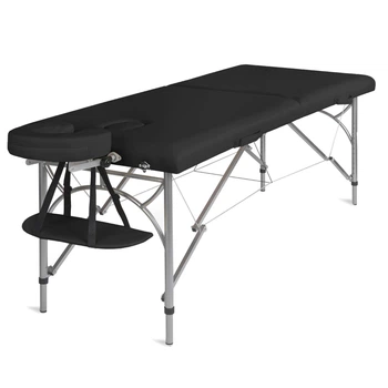 Алюминиевый складной массажный двухсекционный стол Medimas Ultra-2, 195 x 70 см черный